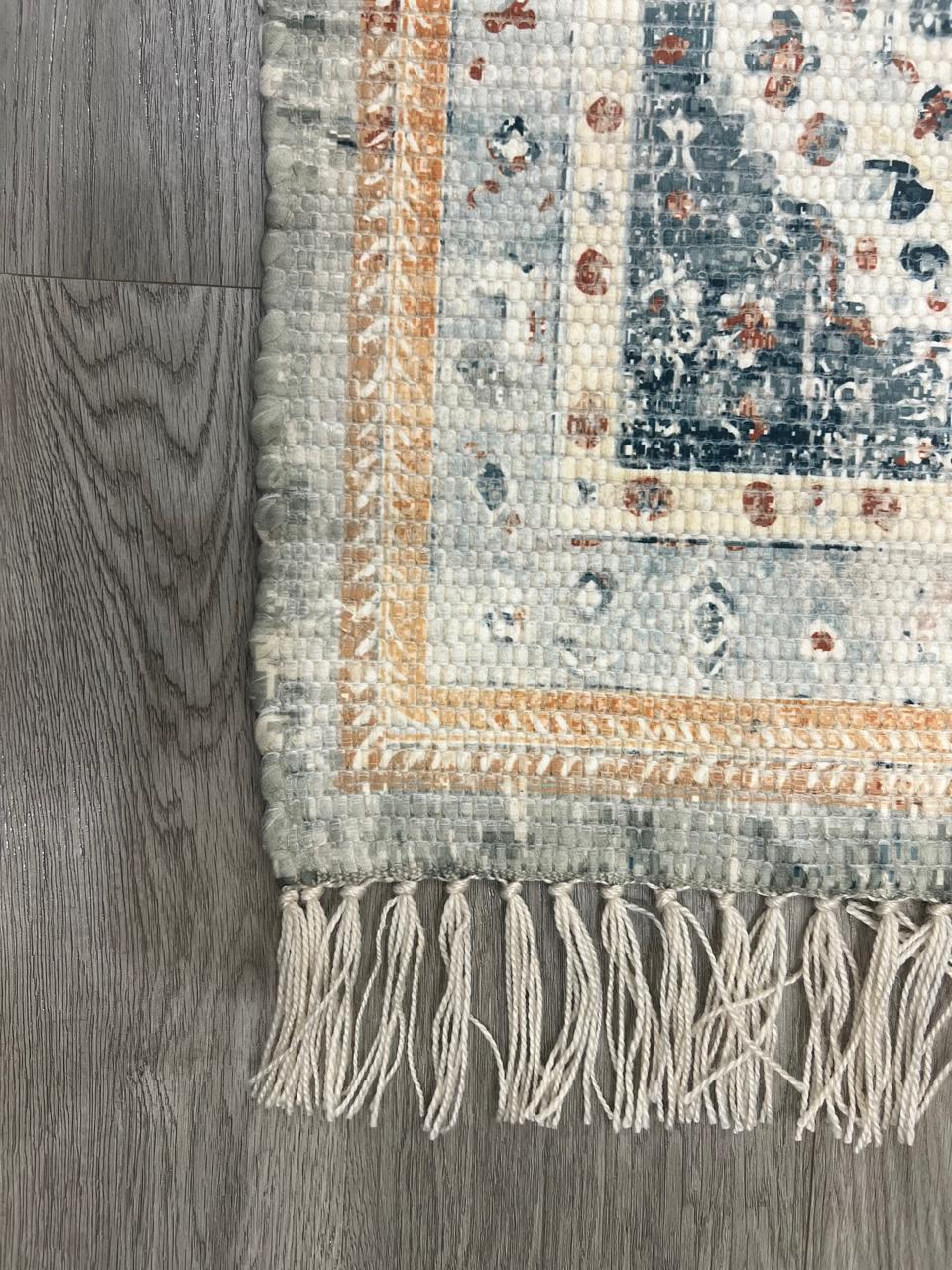 Anvaya Neel Prana Handwoven Printed Runner — 2 × 5 ft