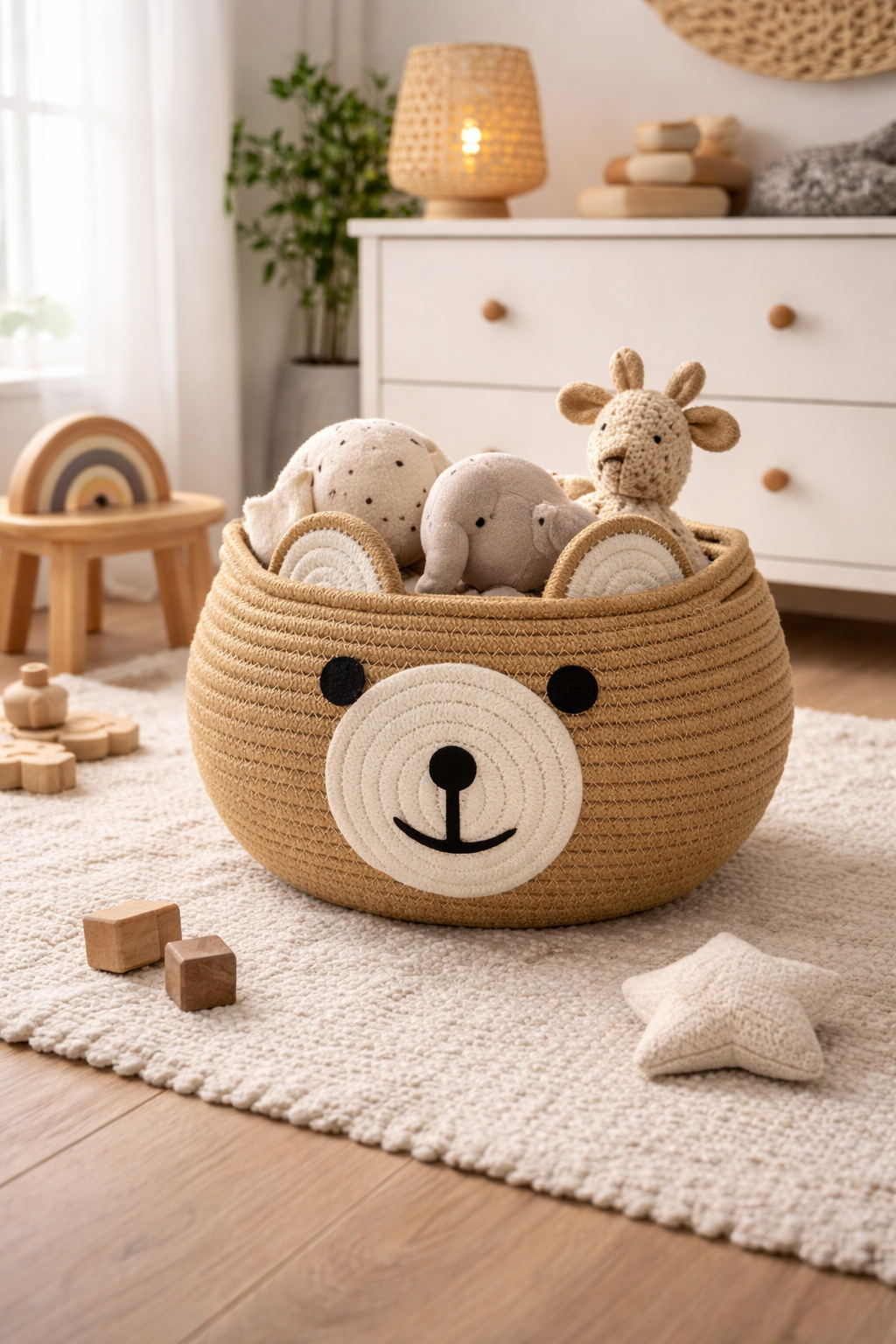 Anvaya Aranya Bear Handwoven Storage Basket 25x25x20 cm