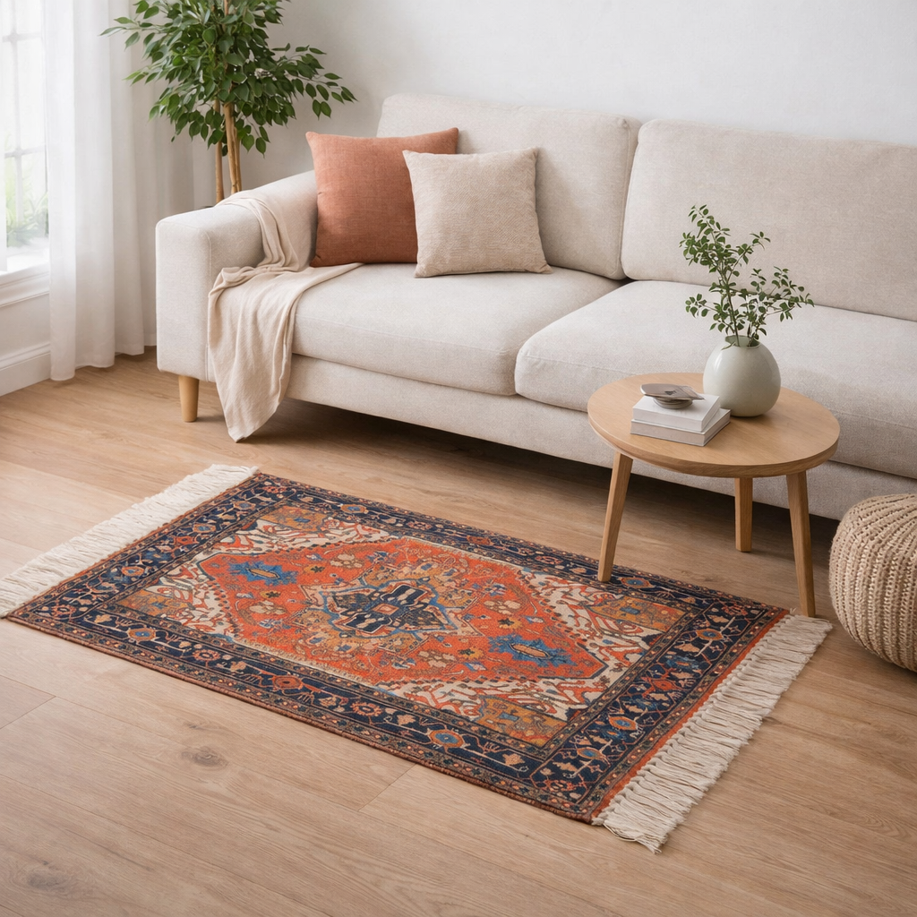 Anvaya Kairav Handwoven Medallion Rug — 2 × 4 ft