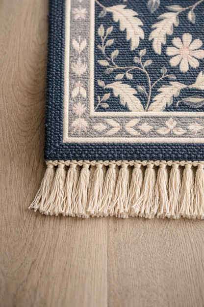 Anvaya Nīla Pushp Handwoven Floral Runner — 2 × 5 ft