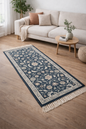 Anvaya Nīla Pushp Handwoven Floral Runner — 2 × 5 ft