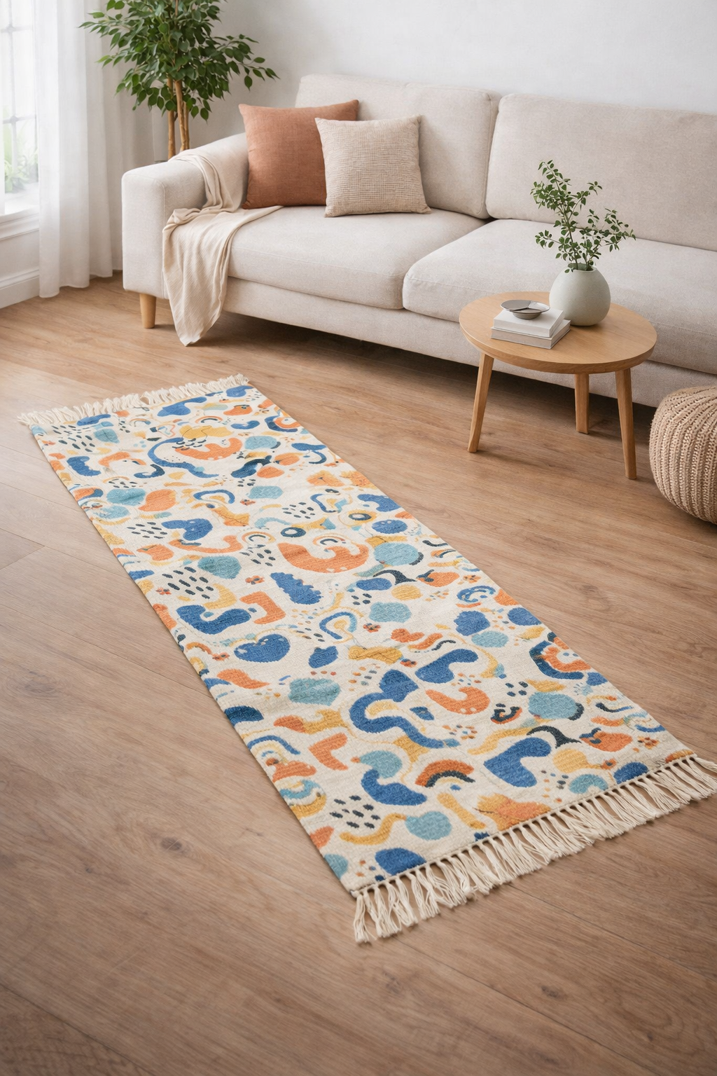 Anvaya Tarang Handwoven Abstract Runner — 2 × 5 ft
