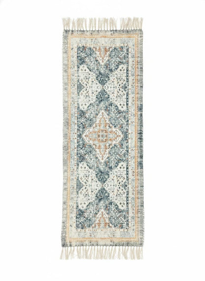 Anvaya Neel Prana Handwoven Printed Runner — 2 × 5 ft