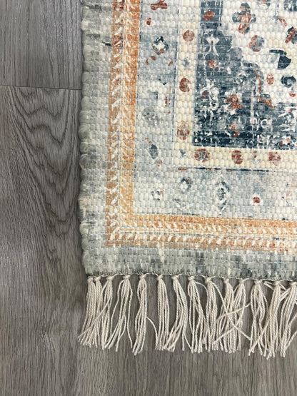 Anvaya Neel Prana Handwoven Printed Runner — 2 × 5 ft
