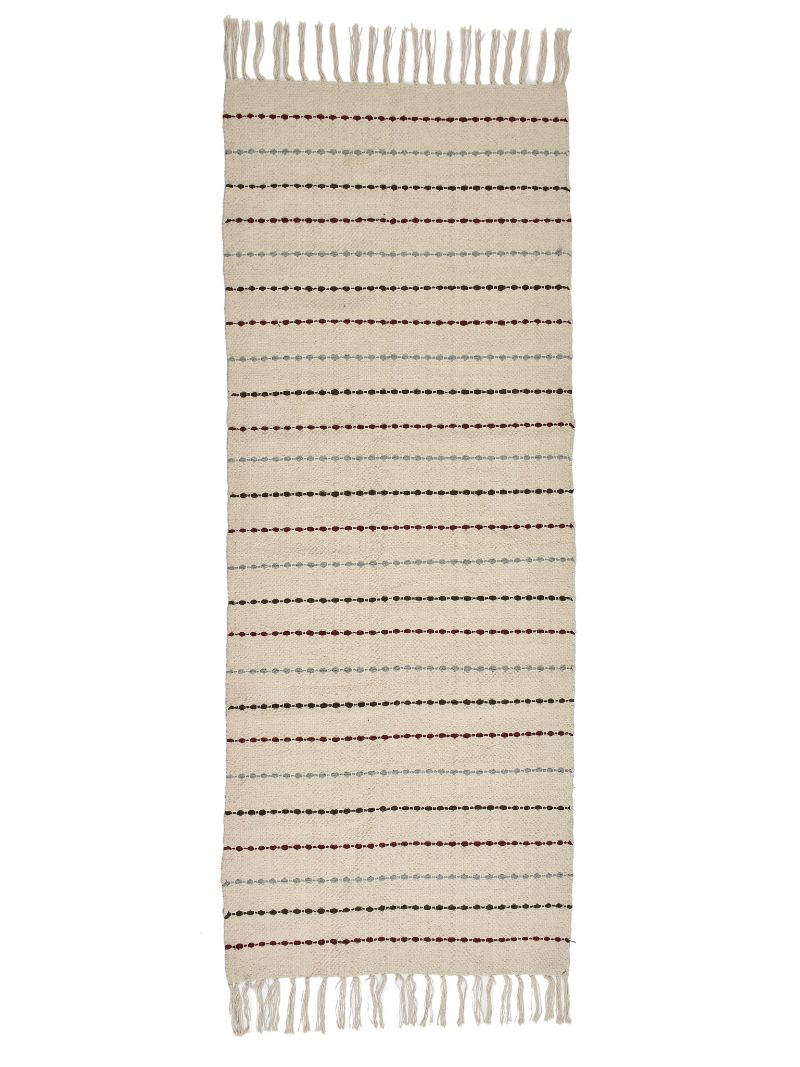 Anvaya Sutra Stripe Handwoven Dhurrie Runner — 2 × 5 ft