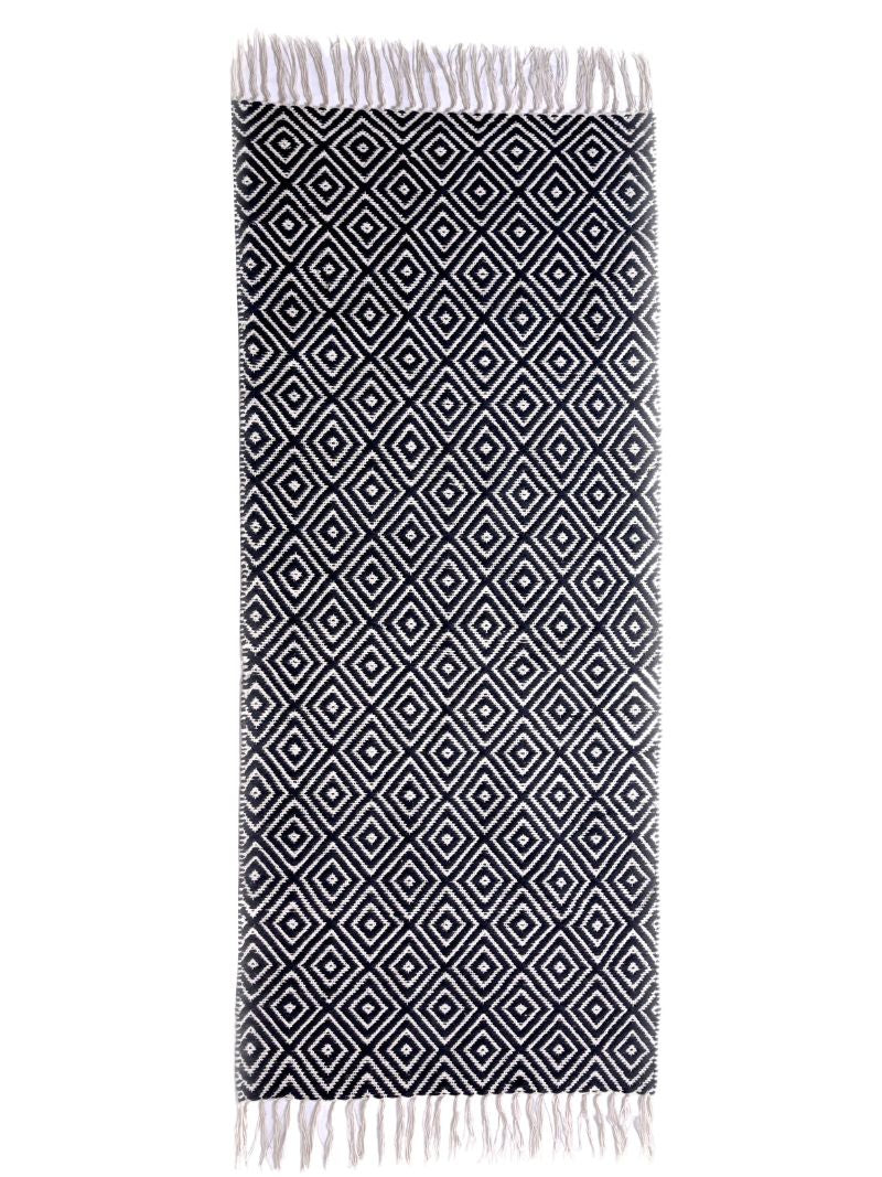 Anvaya Rekha Handwoven Diamond Dhurrie Runner — 2 × 5 ft