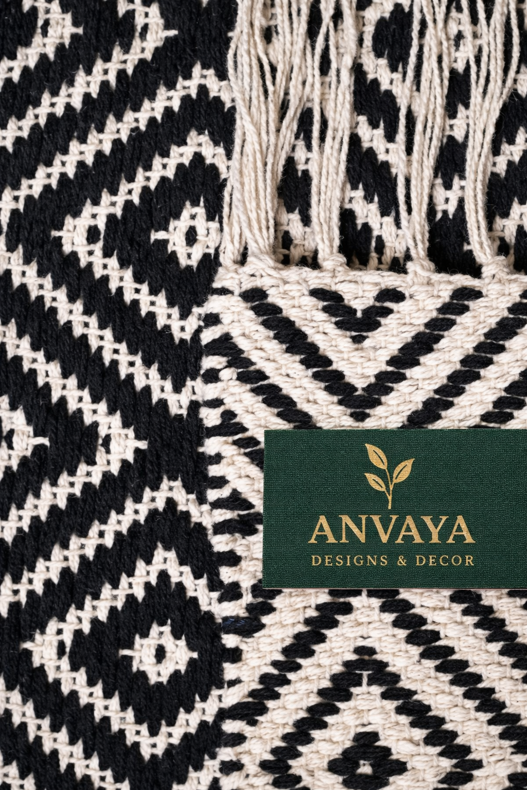 Anvaya Rekha Handwoven Diamond Dhurrie Runner — 2 × 5 ft
