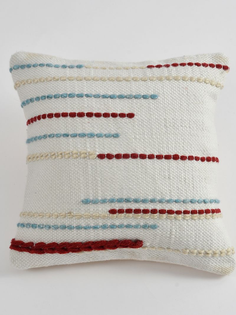 Anvaya Riva Handcrafted Pit Loom Cushion Cover with 16x16 inch fillers (Set of 2)