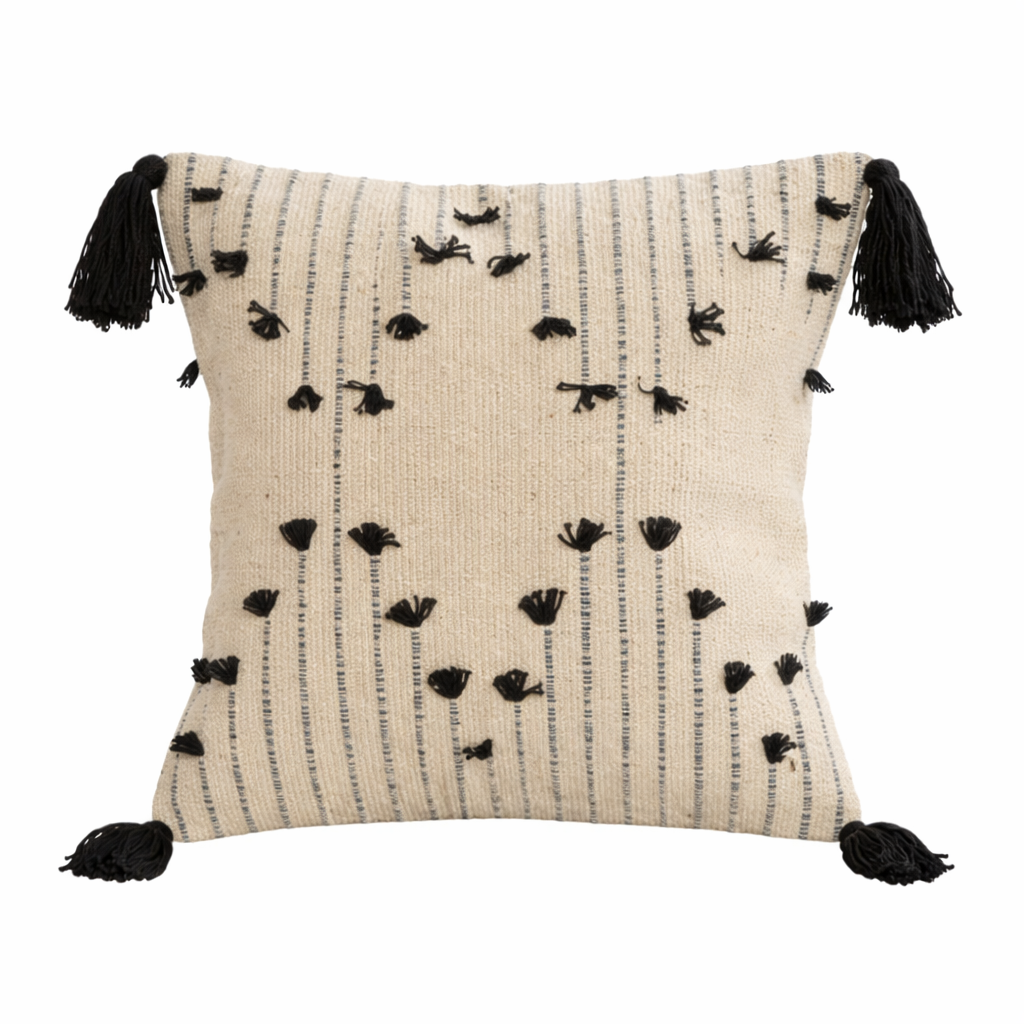 Anvaya Kala Handcrafted Pit Loom Cushion Cover with 16x16 inch fillers ( Set of 2)