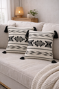 Anvaya Kora Handcrafted Pitloom Cushion Cover with 16x16 inch fillers ( Set of 2 )
